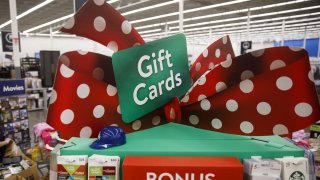 A gift card display stands at a Walmart Inc. store in Burbank, California.