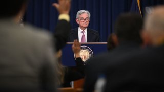 US Federal Reserve Chairman Jerome Powell speaks during a news conference in Washington, DC, on May 4, 2022.