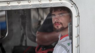This Sept. 27, 2016, file photo shows Nathan Carman arrive to the Coast Guard base in Boston after surviving the sinking of his 32-foot fishing boat near Block Canyon, off New York, in the Atlantic Ocean on Sept. 18.