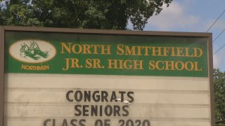 A North Smithfield High School sign at its Rhode Island campus