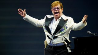FILE - Elton John performs during his "Farewell Yellow Brick Road," tour, Friday, July 15, 2022