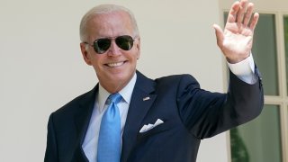 President Joe Biden waves as he leaves after speaking in the Rose Garden of the White House in Washington, Wednesday, July 27, 2022.