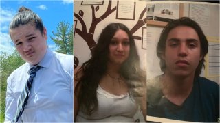 Caleb Coburn (left), Sabrina Dirgham (center) and Thomas Noponen (right) were last seen Wednesday night leaving a home on Queen Street, according to police in Worcester