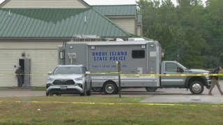 A Rhode Island State Police crime lab vehicle at the scene of a murder investigation in Exeter on Monday, July 18, 2022.