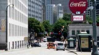 A view shows Peachtree Street in Atlanta, June 10, 2022.