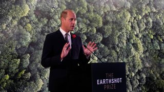 FILE - Britain's Prince William speaks during a meeting with Earthshot prize winners and finalists at the Glasgow Science Center