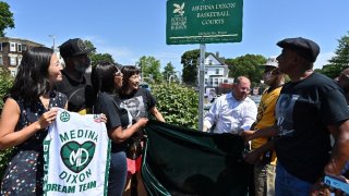 Boston city leaders dedicate basketball courts in Mattapan to Medina Dixon