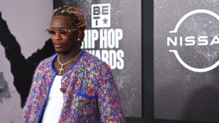 FILE - Young Thug attends the 2021 BET Hip Hop Awards at Cobb Energy Performing Arts Center on October 01, 2021 in Atlanta, Georgia.