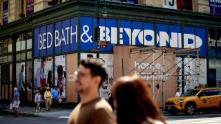 Signage outside a Bed Bath & Beyond retail store in New York, Aug. 25, 2022.