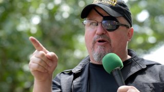 FILE - Stewart Rhodes, founder of the citizen militia group known as the Oath Keepers