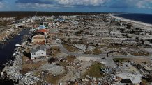 Blocks of homes in Mexico Beach, Florida, lie in rubble in Oct. 17, 2018, in the aftermath of Hurricane Michael. The storm hit on October 10 along the Florida Panhandle, causing massive damage and claiming the lives of more than a dozen people.