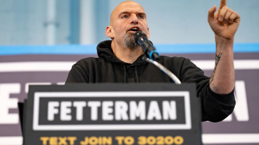 Pennsylvania Lieutenant Governor and U.S. Senate candidate John Fetterman speaks during a rally in Philadelphia, Pennsylvania, September 24, 2022.