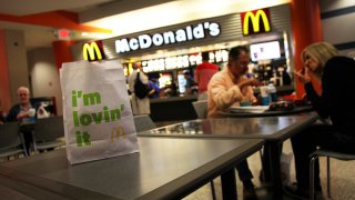 Customers at a McDonald’s restaurant