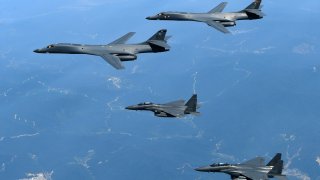 ILE - In this June 20, 2017 file photo provided by South Korean Defense Ministry, U.S. Air Force B-1B bombers