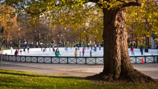 Skaters at the ice rink at Frog Pond at Boston Common.