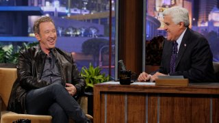 Pictured: (l-r) Tim Allen during an interview with host Jay Leno