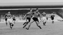 North Korean forward Pak Doo Ik, far-left, scores from 20 yards out during North Korea's World Cup match against Italy at Ayresome Park, Middlesbrough, England, July 19, 1966.