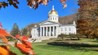 The Vermont State House in fall