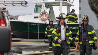 A boat fire in Winthrop Massachusetts