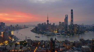 SHANGHAI, CHINA – JUNE 08: Aerial view of skyscrapers standing at the Lujiazui Financial District at sunrise on June 8, 2022 in Shanghai, China. (Photo by Zhang Zhuoming/VCG via Getty Images)