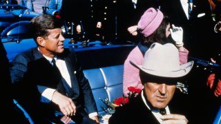 File -President John F Kennedy, First Lady Jacqueline Kennedy and Texas Gov. John Connally in Dallas on Nov. 22, 1963.