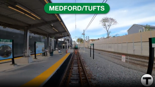 The Medford/Tufts stop at the end of the MBTA Green Line Extension