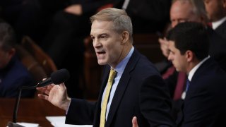 Rep. Jim Jordan (D-OH) nominates House Minority Leader Kevin McCarthy (R-CA) for Speaker of the House of the 118th Congress during a speech in the House Chamber of the U.S. Capitol Building on Jan. 3, 2023 in Washington, DC.