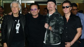 FILE - Irish rock band U2 arrived Mumbai international airport