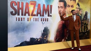 Zachary Levi arrives at the world premiere of "Shazam! Fury of the Gods"