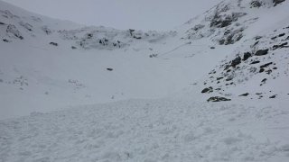 The aftermath of an avalanche on New Hampshire's Mount Washington on Saturday, Feb. 25, 2023.