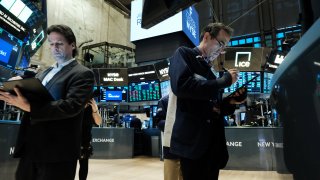 Traders work on the floor of the New York Stock Exchange (NYSE) on March 23, 2023 in New York City. The Dow was up over 200 points in morning trading a day after the Federal Reserve once again raised interest rates in an attempt to control inflation. 