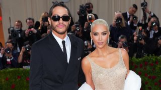 FILE - Pete Davidson and Kim Kardashian attend the 2022 Met Gala at The Metropolitan Museum of Art on May 2, 2022, in New York City.