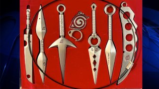 A set of "Naruto"-themed knives found in carry-on luggage at Boston's Logan International Airport on Saturday, May 27, 2023.