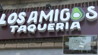 Los Amigos Taqueria in Boston's Brighton neighborhood on Friday, May 19, 2023, when it was closed over a salmonella outbreak.