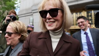 E. Jean Carroll exits the Manhattan Federal Court following the verdict in the civil rape accusation case against former U.S. President Donald Trump, New York City, May 9, 2023.