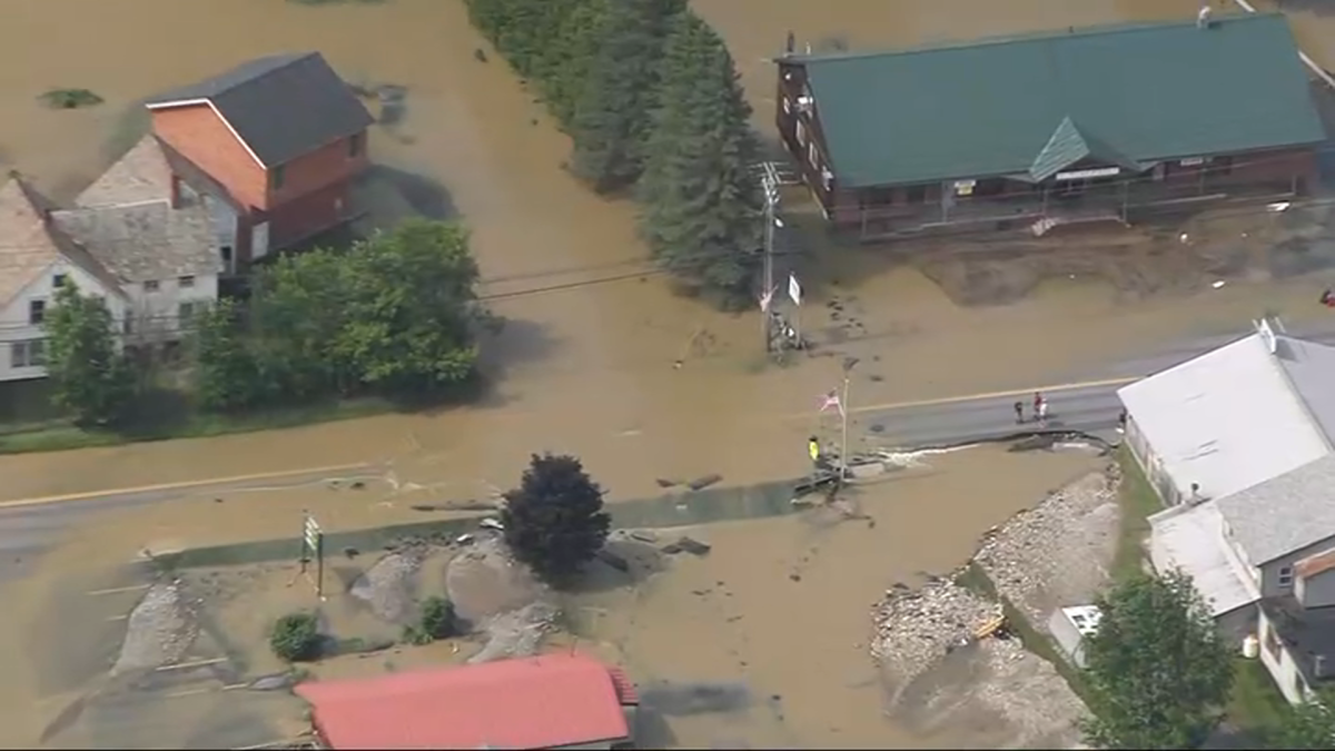 Vermont flood damage: Aerial video shows disaster – NECN