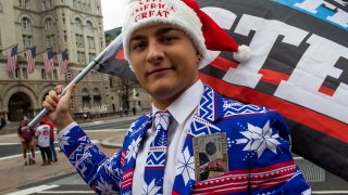 File - Trump supporter Dylan Quattrucci, 23, attends a Stop the Steal rally on Dec. 12, 2020, in downtown Washington, D.C.