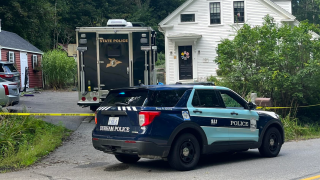 A police cruiser at a Durham, New Hampshire, home where a death investigation was underway Aug. 26, 2023.