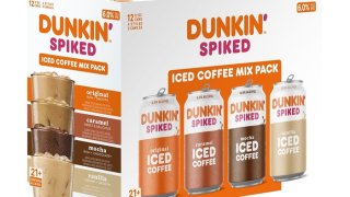 A 12-pack of spiked Dunkin’ iced coffee drinks.