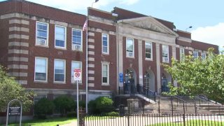 The building that houses New Mission High School in Boston's Hyde Park.