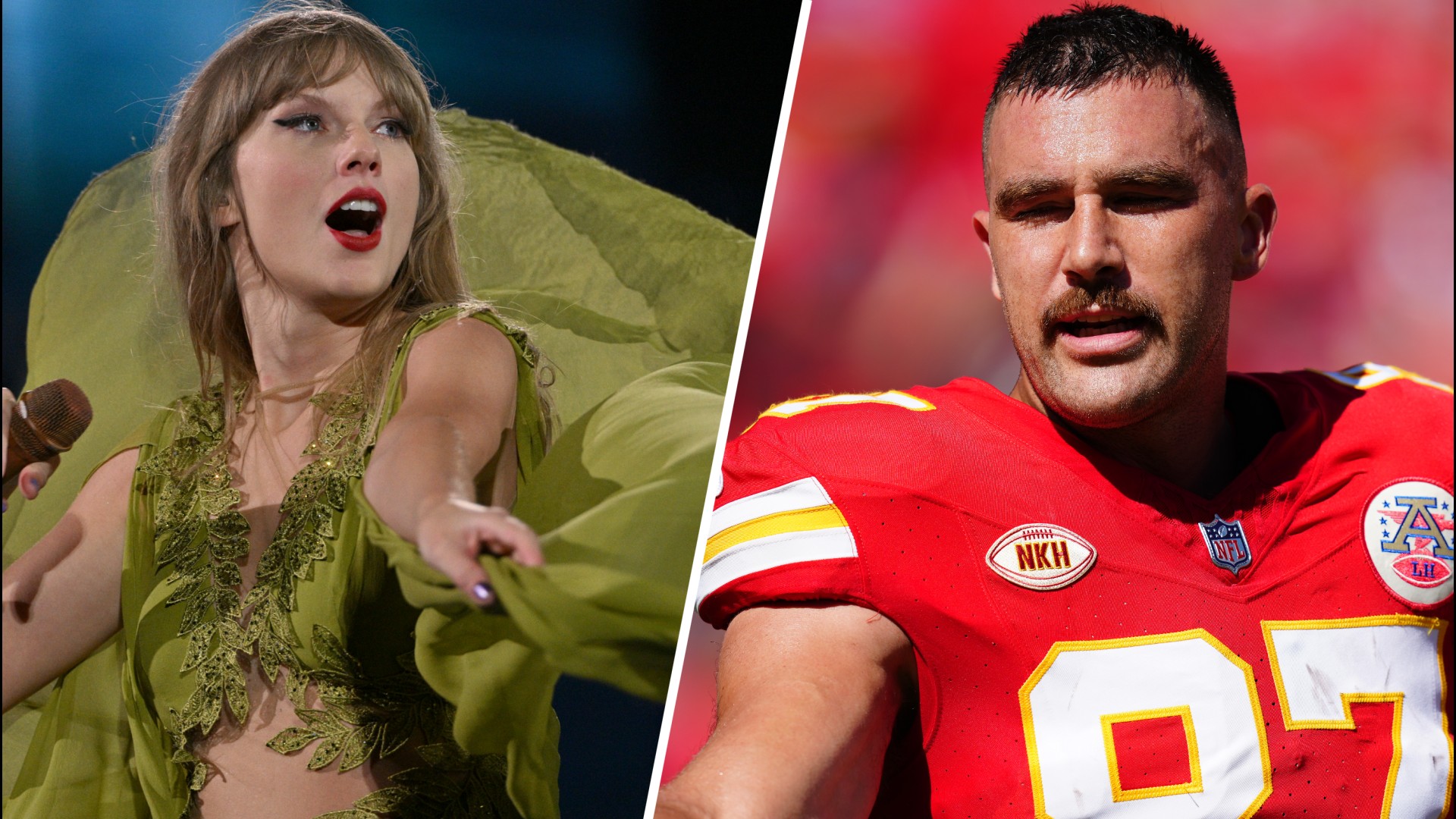 Travis Kelce leaves Chiefs game in '1989' outfit with Taylor Swift