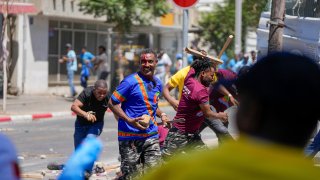 Eritrean protesters clash with Israeli riot police in Tel Aviv, Israel, Saturday, Sept. 2, 2023.