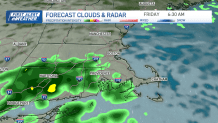 Expected cloud cover over Boston, Massachusetts and southern new England at 6:30 a.m. on the morning of Friday, Sept. 29, 2023, when the Harvest supermoon will be in the sky.
