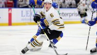 Bruins prospect Mason Lohrei shows workhorse ability in preseason debut
