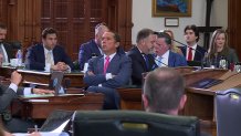 Defense attorney Tony Buzbee lilstens as the votes are counted on Day 10 of the Ken Paxton impeachment trial, Saturday, Sept. 16, 2023, in Austin, Texas.