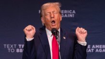 TOPSHOT - Former US President and 2024 Republican presidential hopeful Donald Trump speaks at a campaign event in Wolfeboro, New Hampshite, on October 9, 2023. (Photo by Joseph Prezioso / AFP) (Photo by JOSEPH PREZIOSO/AFP via Getty Images)