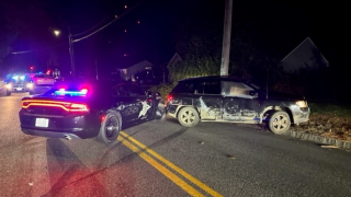 New Hampshire State police on scene after a pursuit on Sunday, Oct. 15, 2023.