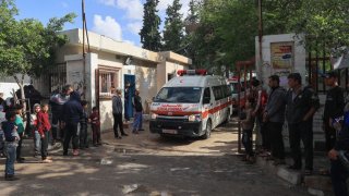 Palestinian Red Crescent ambulances transfer premature babies, evacuated from Gaza City's Al Shifa hospital