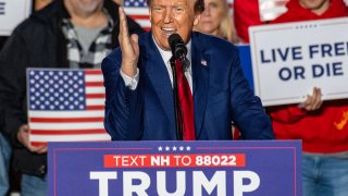 Former US President and 2024 Republican presidential hopeful Donald Trump speaks during a campaign rally at the University of New Hampshire’s Whittemore Center Arena in Durham, New Hampshire, on December 16, 2023. (Photo by Joseph Prezioso / AFP) (Photo by JOSEPH PREZIOSO/AFP via Getty Images)