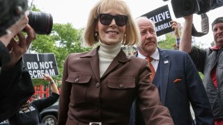 E. Jean Carroll, who accused former President Donald Trump of rape, arrives at Manhattan Federal Court for the continuation of the civil case, in New York City, May 9, 2023.